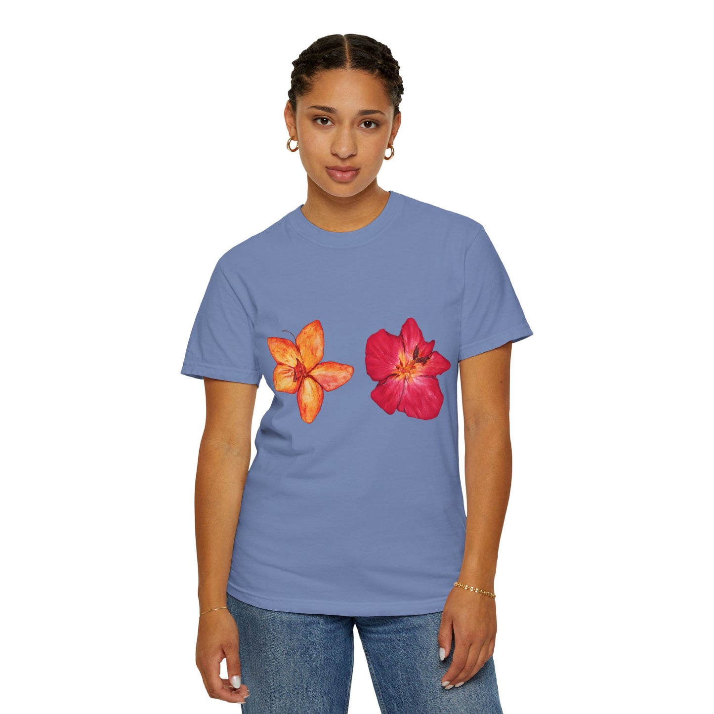 Floral Duo T-Shirt — Watercolor Hibiscus & Plumeria Tee