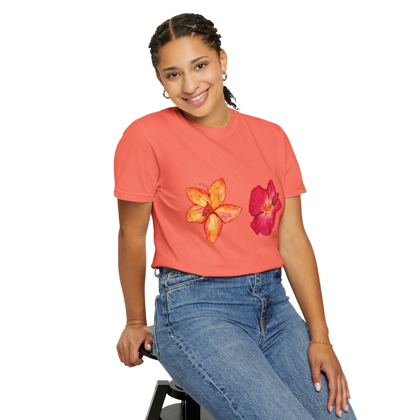 Floral Duo T-Shirt — Watercolor Hibiscus & Plumeria Tee