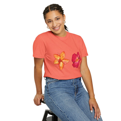 Floral Duo T-Shirt — Watercolor Hibiscus & Plumeria Tee