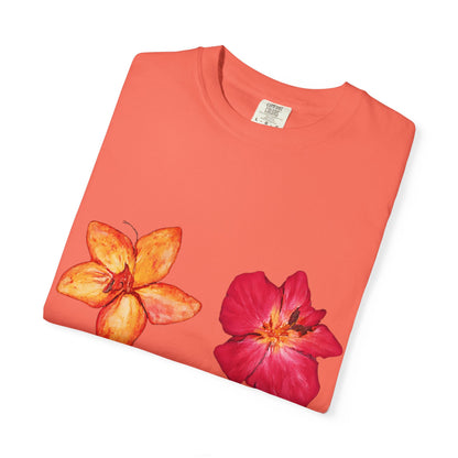 Floral Duo T-Shirt — Watercolor Hibiscus & Plumeria Tee
