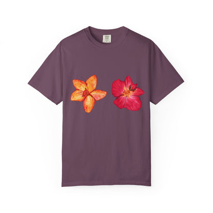 Floral Duo T-Shirt — Watercolor Hibiscus & Plumeria Tee