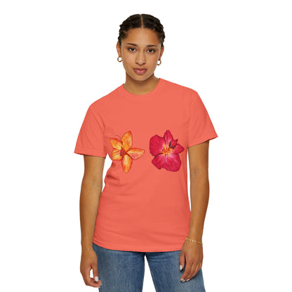 Floral Duo T-Shirt — Watercolor Hibiscus & Plumeria Tee