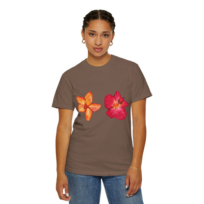 Floral Duo T-Shirt — Watercolor Hibiscus & Plumeria Tee