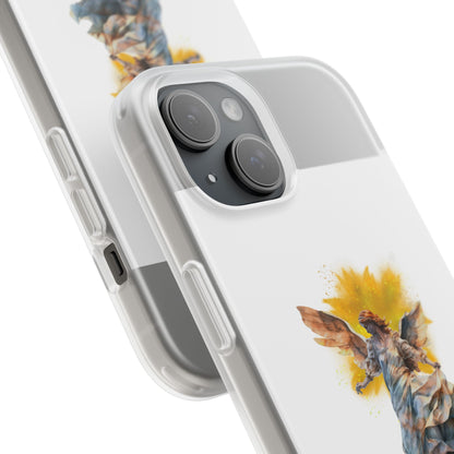 Angel Statue iPhone Flexi Case — Watercolor Angel Phone Case with Golden Halo