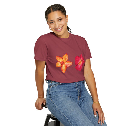 Floral Duo T-Shirt — Watercolor Hibiscus & Plumeria Tee