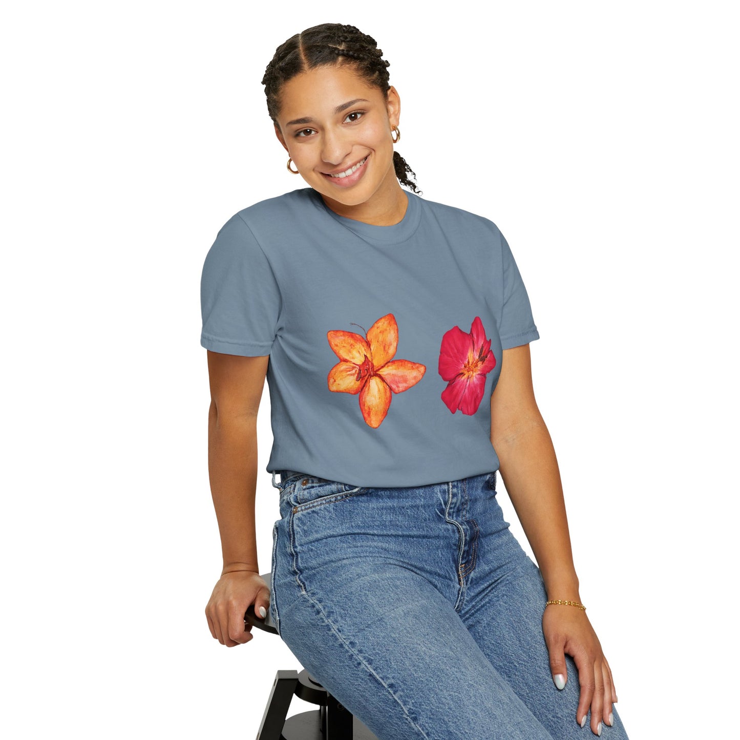 Floral Duo T-Shirt — Watercolor Hibiscus & Plumeria Tee
