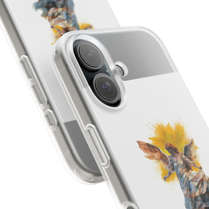 Angel Statue iPhone Flexi Case — Watercolor Angel Phone Case with Golden Halo