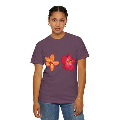 Floral Duo T-Shirt — Watercolor Hibiscus & Plumeria Tee