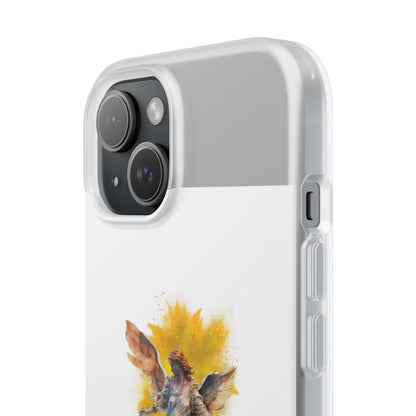 Angel Statue iPhone Flexi Case — Watercolor Angel Phone Case with Golden Halo