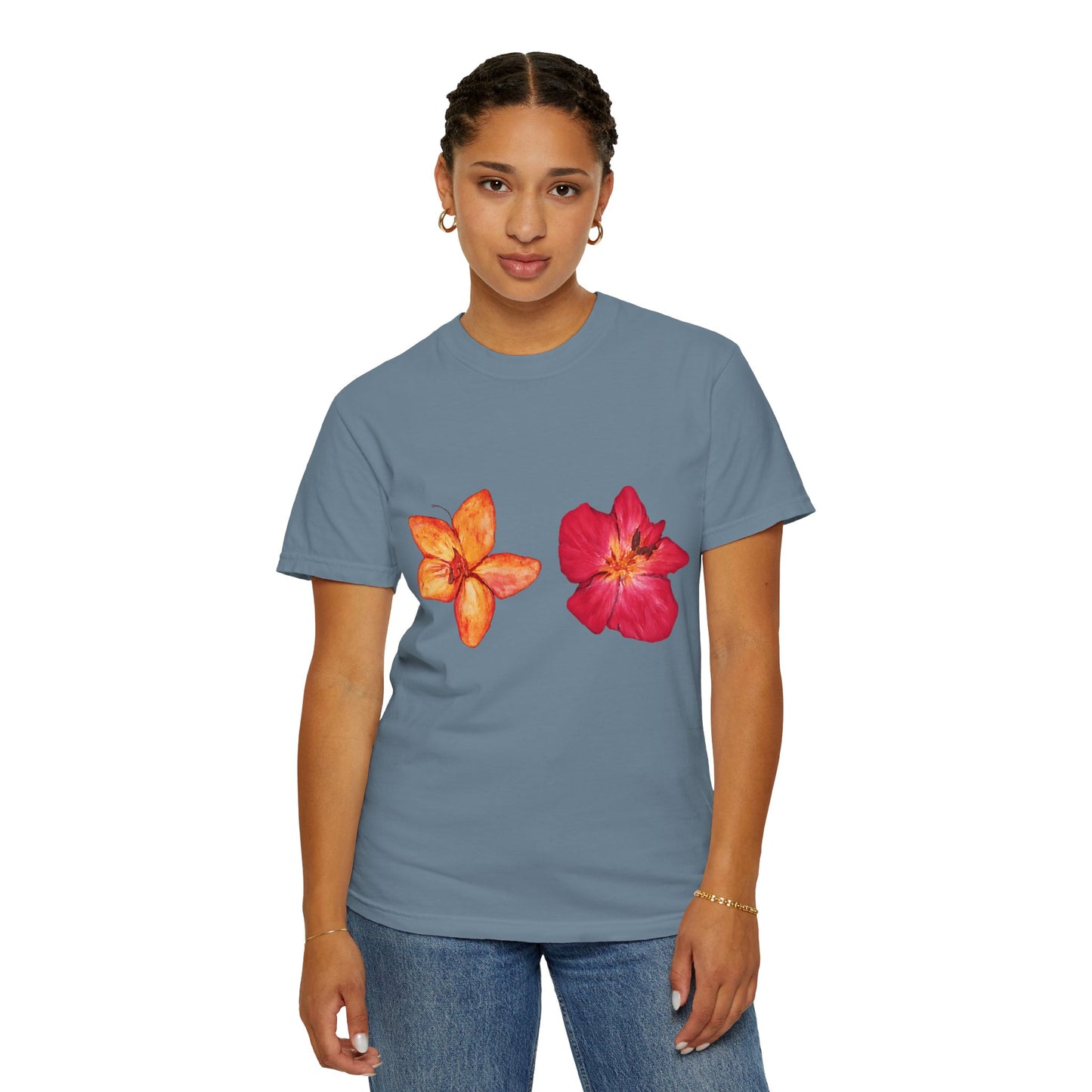 Floral Duo T-Shirt — Watercolor Hibiscus & Plumeria Tee
