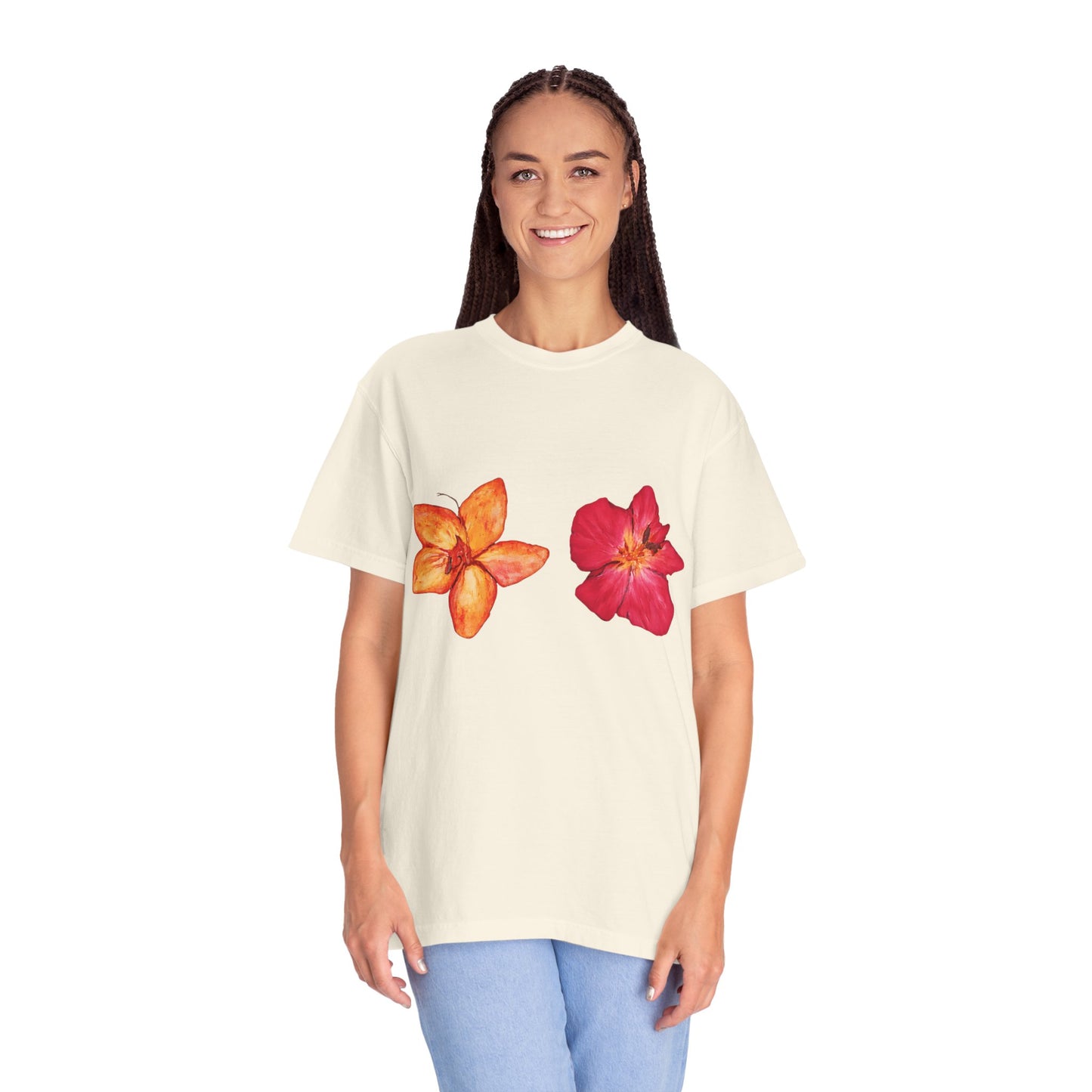 Floral Duo T-Shirt — Watercolor Hibiscus & Plumeria Tee