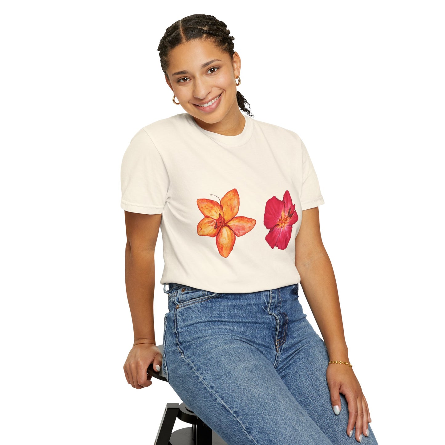 Floral Duo T-Shirt — Watercolor Hibiscus & Plumeria Tee