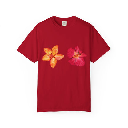 Floral Duo T-Shirt — Watercolor Hibiscus & Plumeria Tee