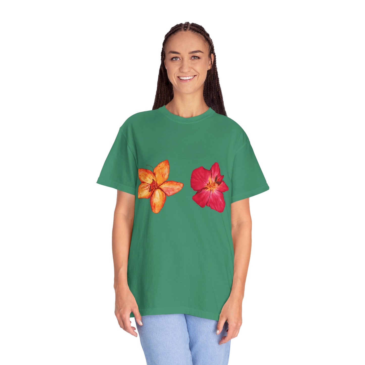 Floral Duo T-Shirt — Watercolor Hibiscus & Plumeria Tee