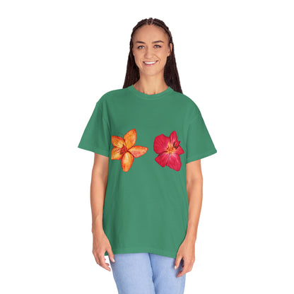 Floral Duo T-Shirt — Watercolor Hibiscus & Plumeria Tee