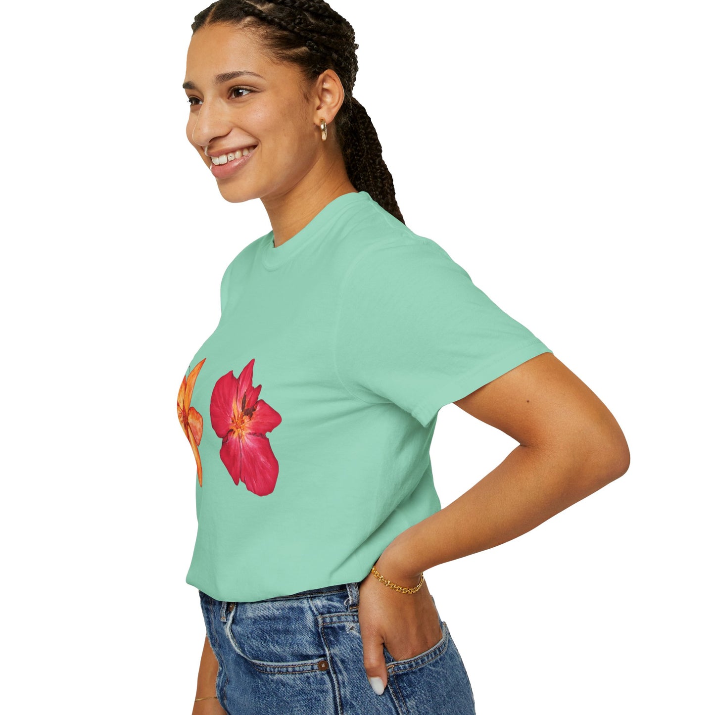 Floral Duo T-Shirt — Watercolor Hibiscus & Plumeria Tee