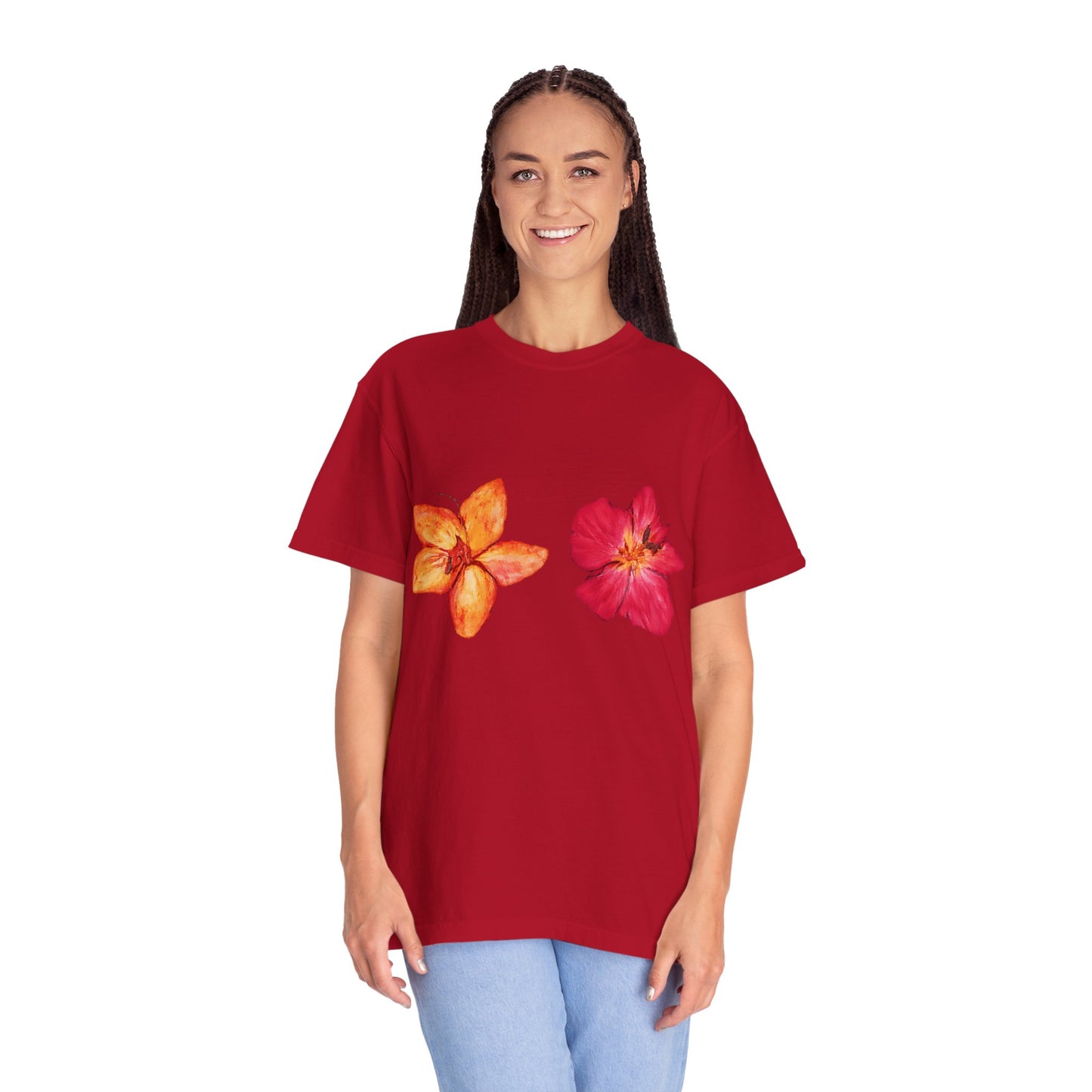 Floral Duo T-Shirt — Watercolor Hibiscus & Plumeria Tee