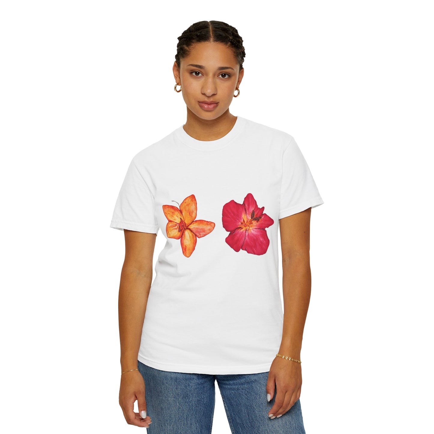 Floral Duo T-Shirt — Watercolor Hibiscus & Plumeria Tee