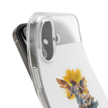 Angel Statue iPhone Flexi Case — Watercolor Angel Phone Case with Golden Halo