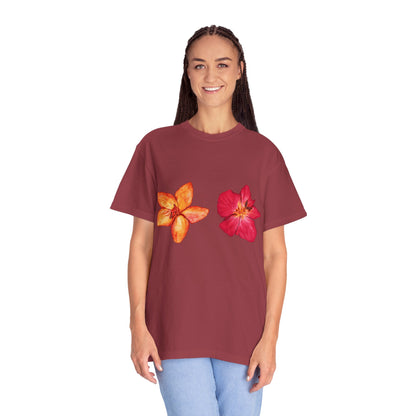 Floral Duo T-Shirt — Watercolor Hibiscus & Plumeria Tee