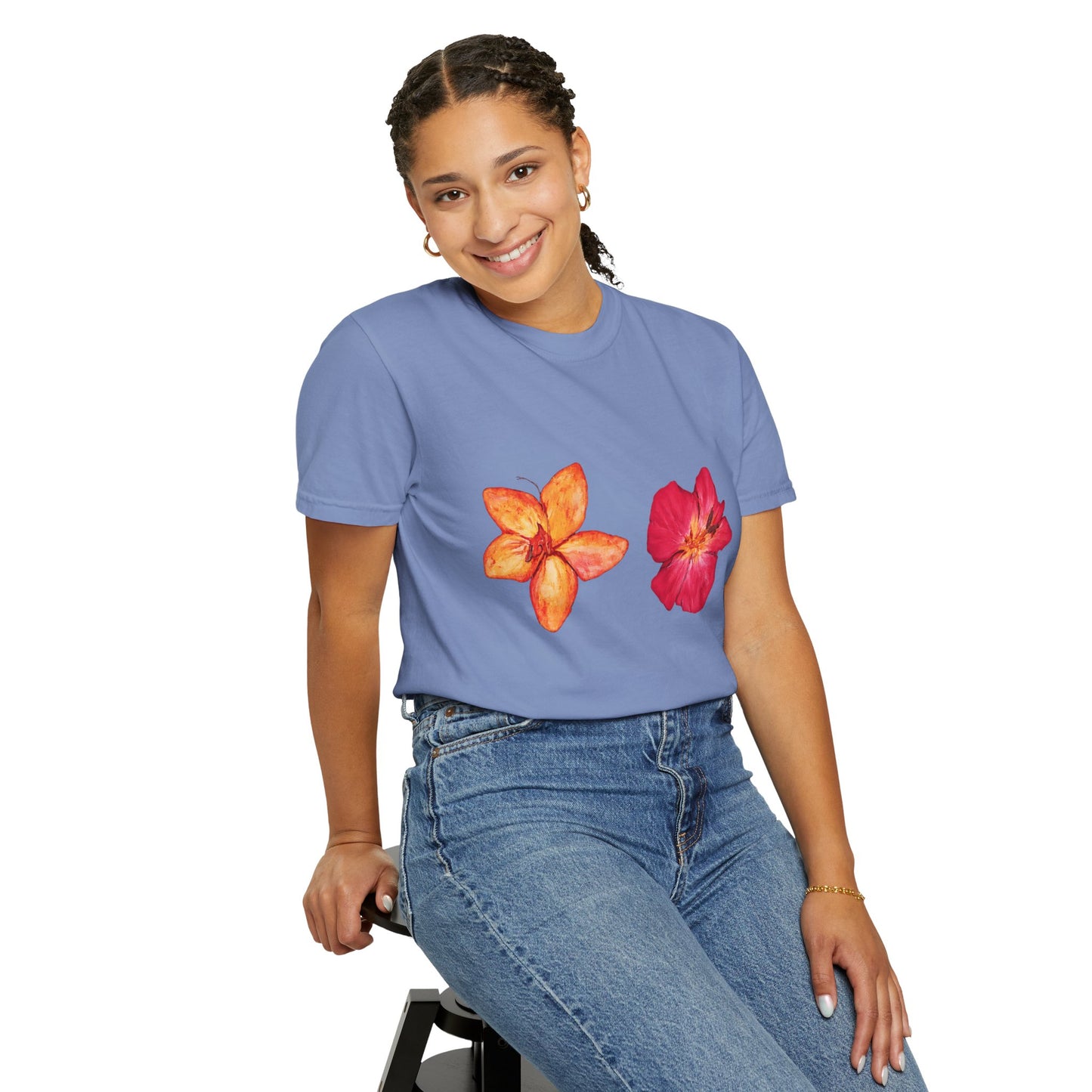 Floral Duo T-Shirt — Watercolor Hibiscus & Plumeria Tee