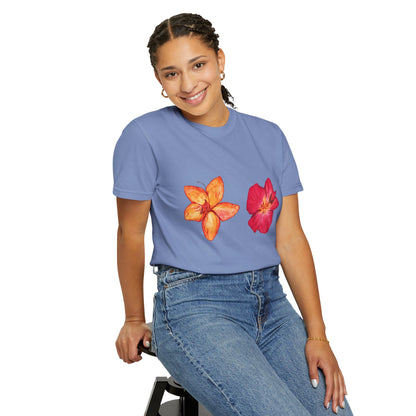 Floral Duo T-Shirt — Watercolor Hibiscus & Plumeria Tee