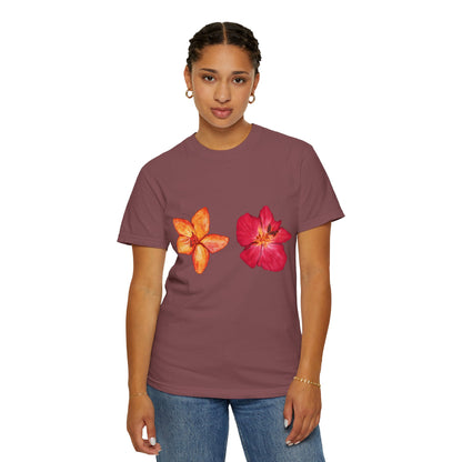 Floral Duo T-Shirt — Watercolor Hibiscus & Plumeria Tee