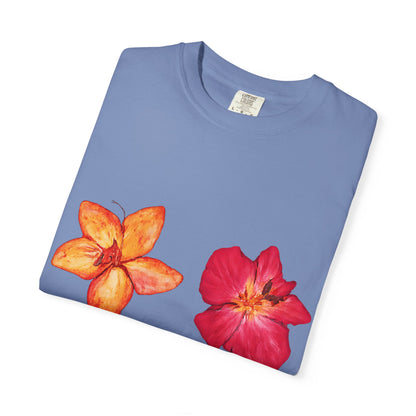 Floral Duo T-Shirt — Watercolor Hibiscus & Plumeria Tee