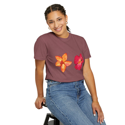 Floral Duo T-Shirt — Watercolor Hibiscus & Plumeria Tee