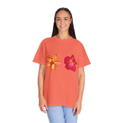 Floral Duo T-Shirt — Watercolor Hibiscus & Plumeria Tee
