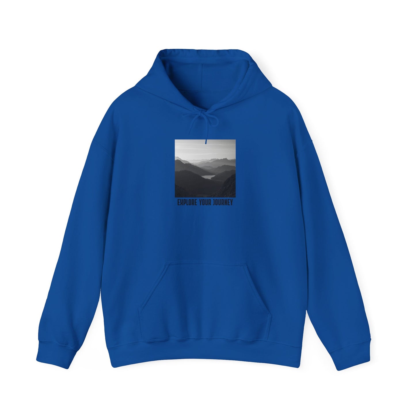 Explore Your Journey Hoodie — Minimal Mountain Photo Graphic Sweatshirt