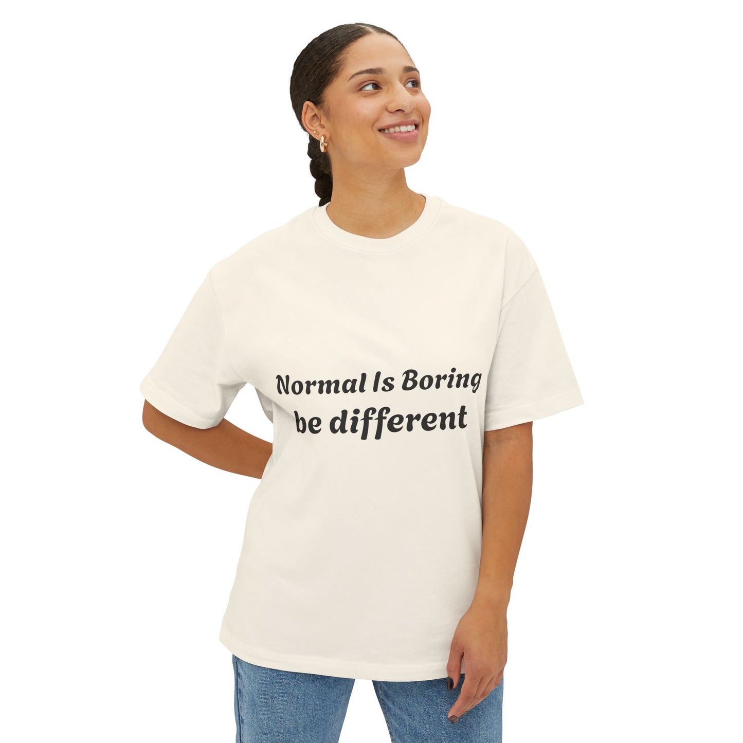 Boxy Tee — "Normal Is Boring, Be Different" Minimal Graphic