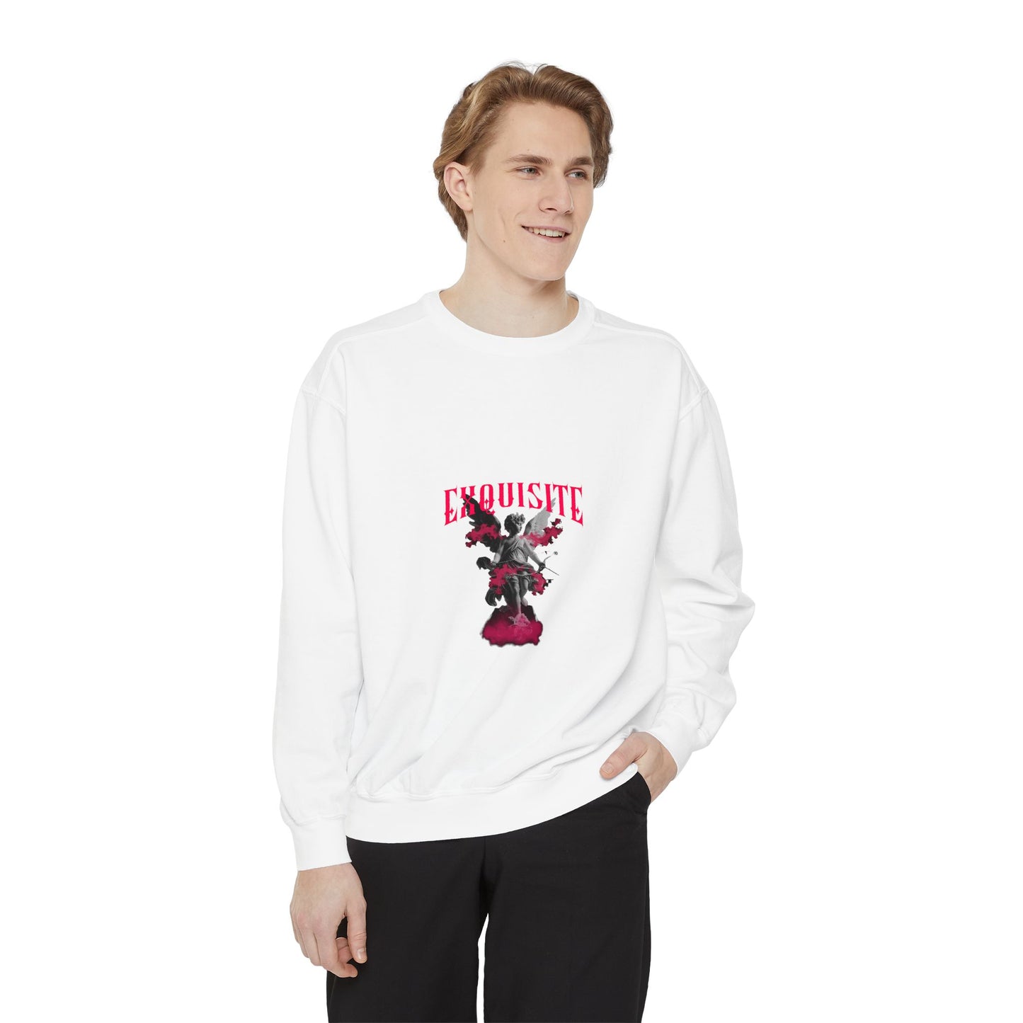 Exquisite Rose Statue Sweatshirt - Floral Gothic Crewneck