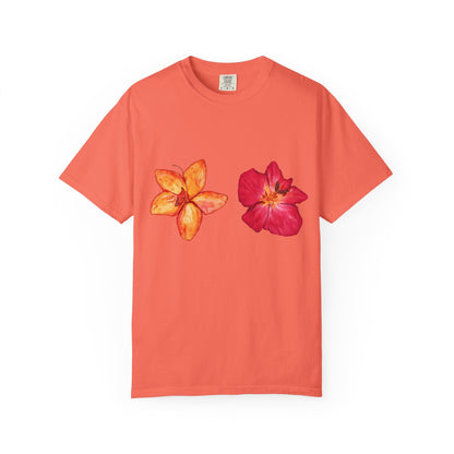 Floral Duo T-Shirt — Watercolor Hibiscus & Plumeria Tee