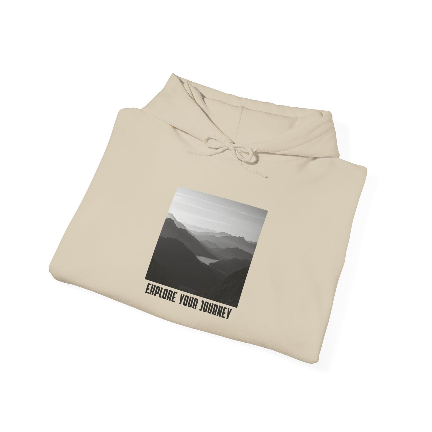 Explore Your Journey Hoodie — Minimal Mountain Photo Graphic Sweatshirt