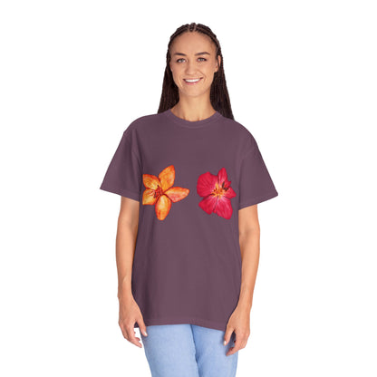 Floral Duo T-Shirt — Watercolor Hibiscus & Plumeria Tee
