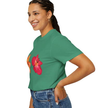 Floral Duo T-Shirt — Watercolor Hibiscus & Plumeria Tee