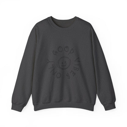 Crewneck Sweatshirt — 'Good Vibes Only' Smiley Graphic