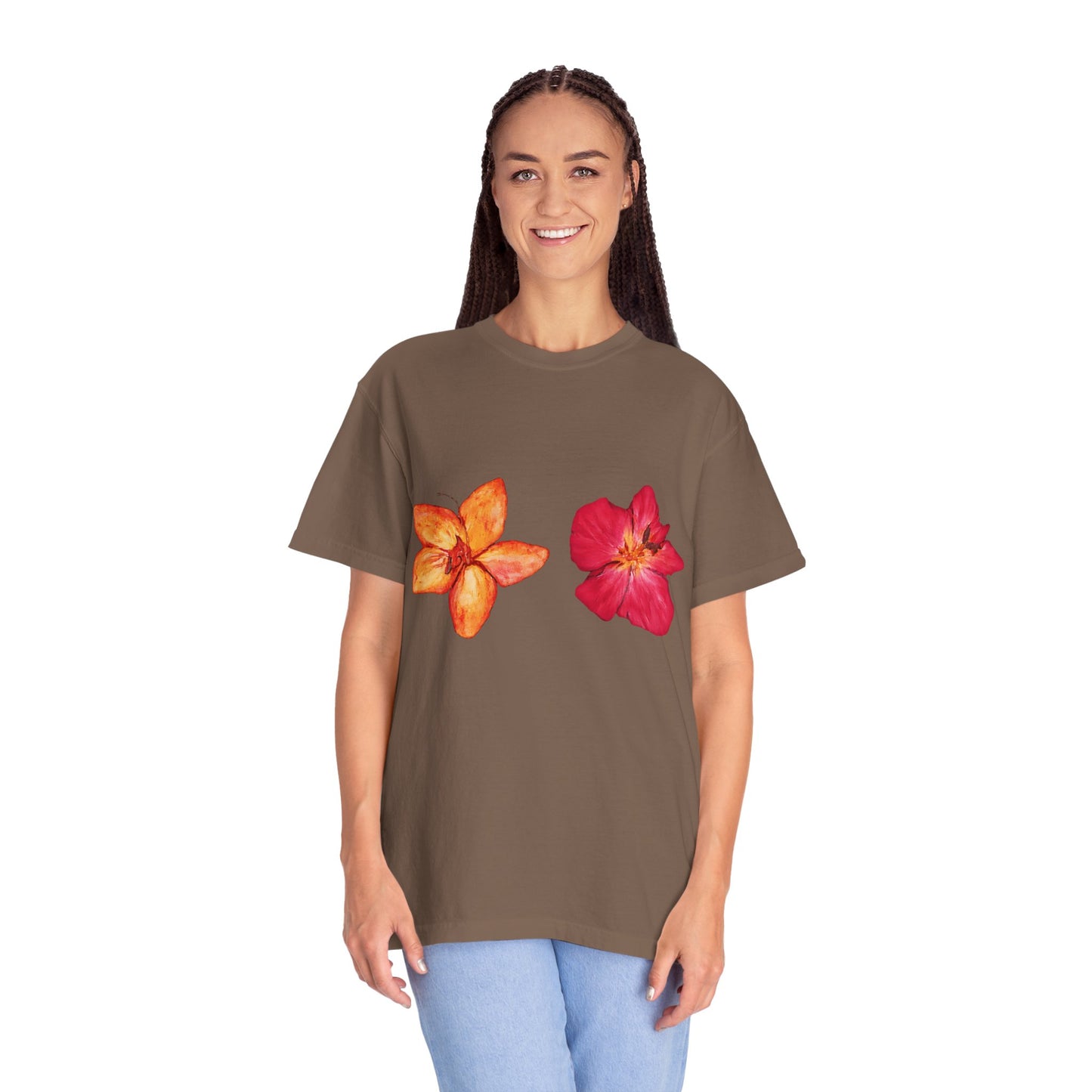 Floral Duo T-Shirt — Watercolor Hibiscus & Plumeria Tee