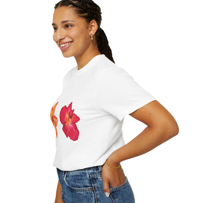 Floral Duo T-Shirt — Watercolor Hibiscus & Plumeria Tee