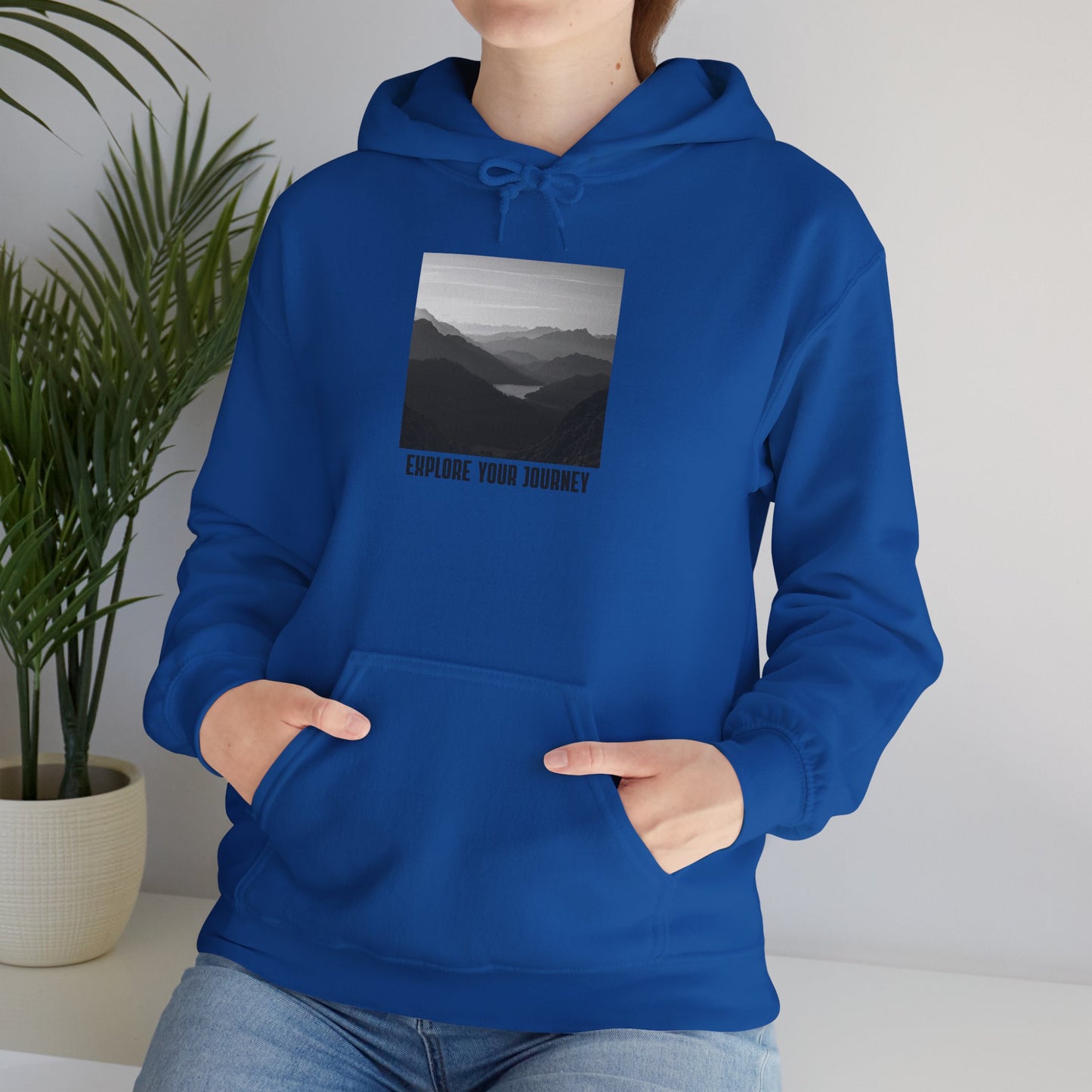 Explore Your Journey Hoodie — Minimal Mountain Photo Graphic Sweatshirt