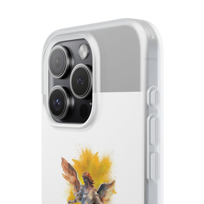 Angel Statue iPhone Flexi Case — Watercolor Angel Phone Case with Golden Halo