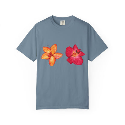 Floral Duo T-Shirt — Watercolor Hibiscus & Plumeria Tee