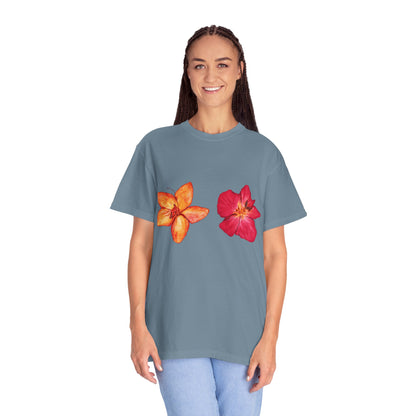 Floral Duo T-Shirt — Watercolor Hibiscus & Plumeria Tee