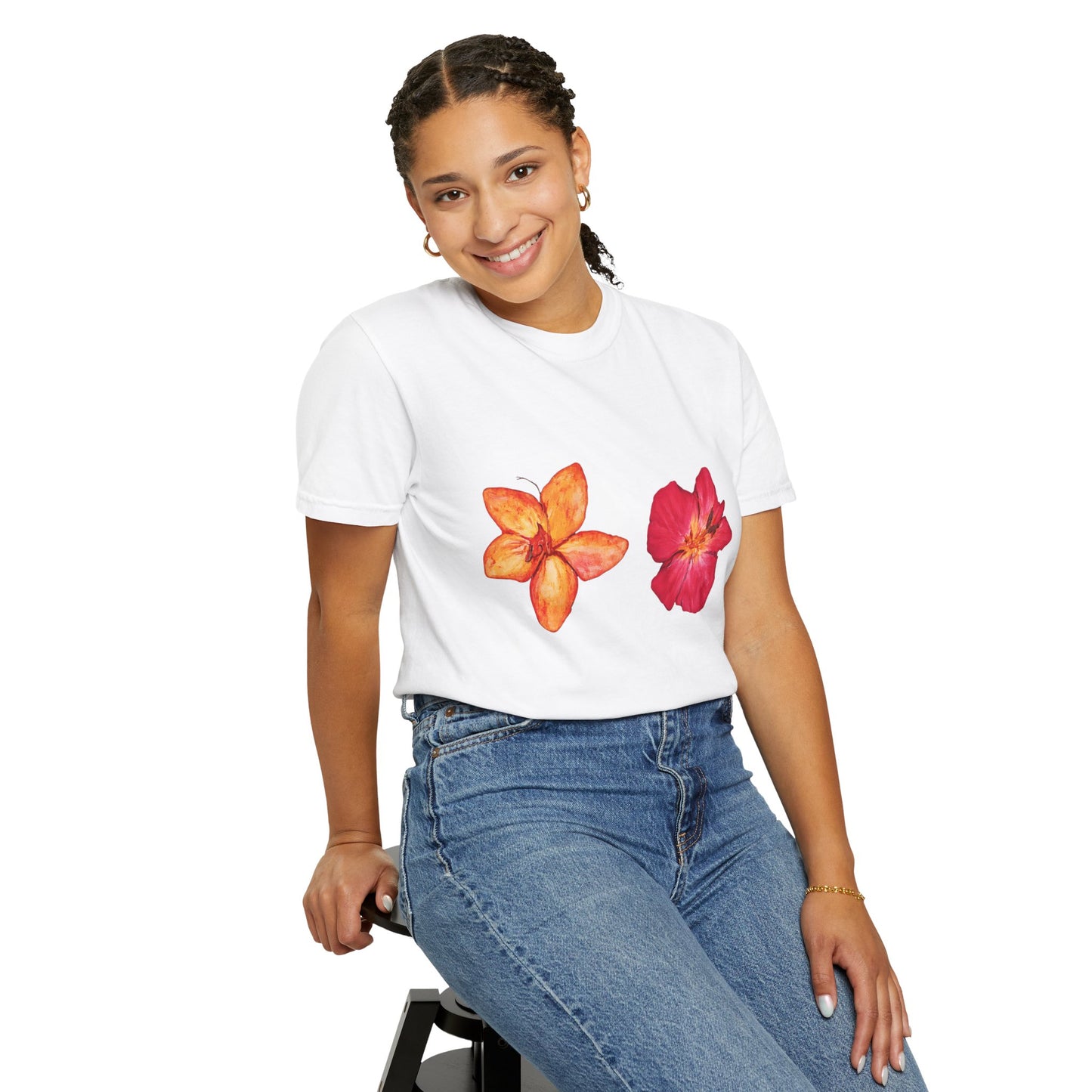 Floral Duo T-Shirt — Watercolor Hibiscus & Plumeria Tee