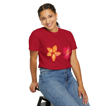 Floral Duo T-Shirt — Watercolor Hibiscus & Plumeria Tee