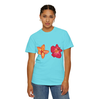Floral Duo T-Shirt — Watercolor Hibiscus & Plumeria Tee