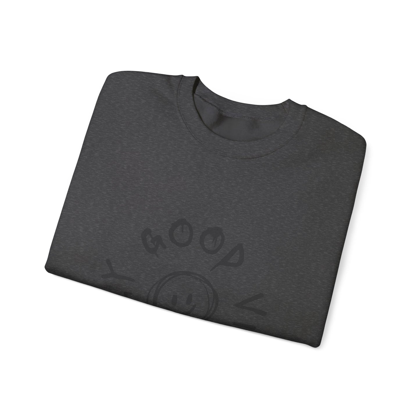 Crewneck Sweatshirt — 'Good Vibes Only' Smiley Graphic
