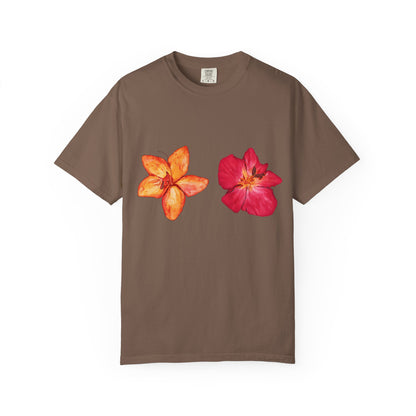 Floral Duo T-Shirt — Watercolor Hibiscus & Plumeria Tee