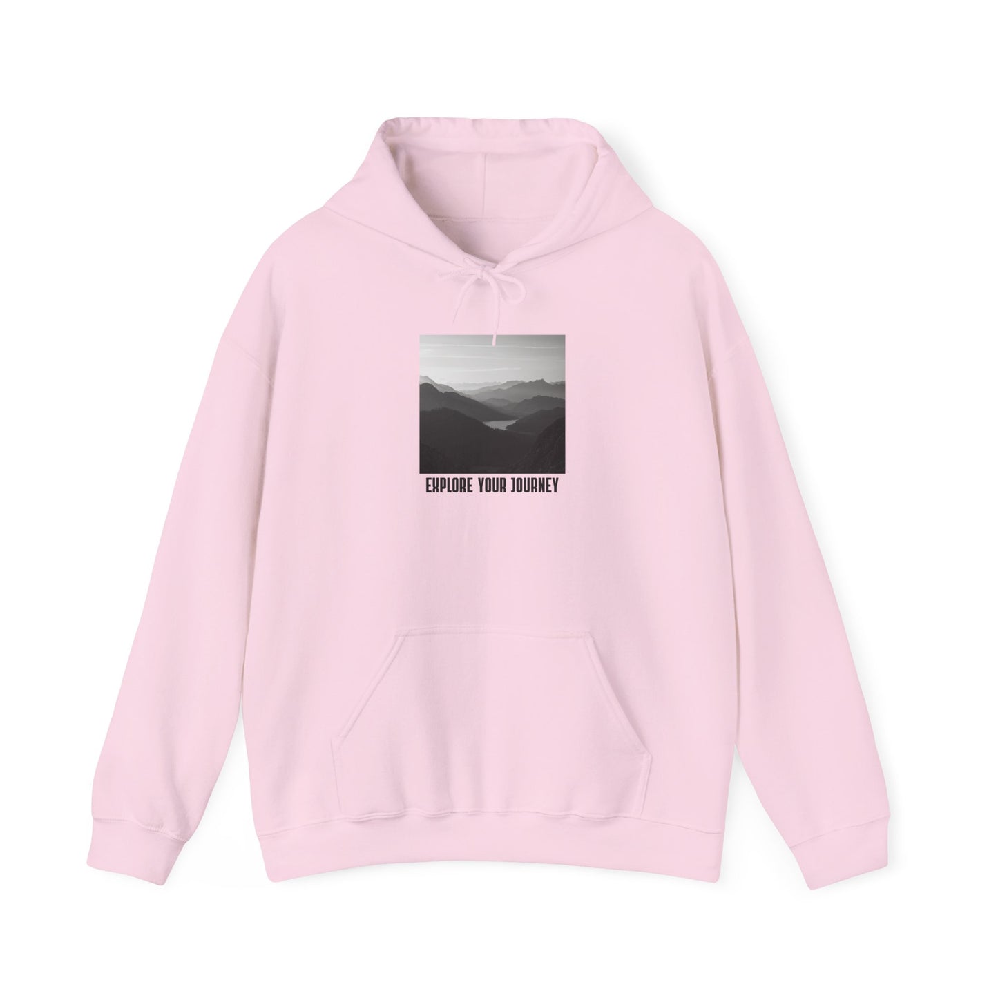 Explore Your Journey Hoodie — Minimal Mountain Photo Graphic Sweatshirt